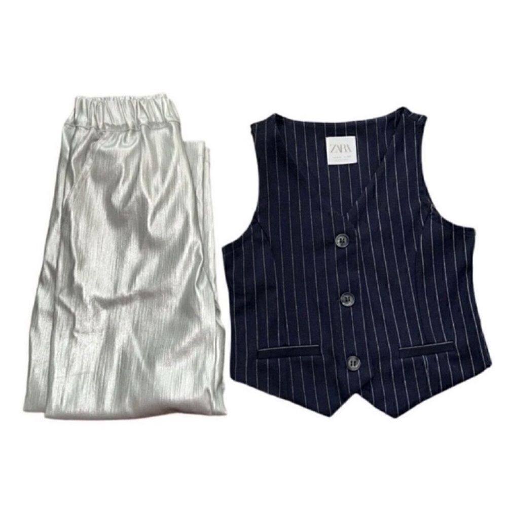 Zara Blue & Silver Vest & Pants Set(Size 8-9yrs)